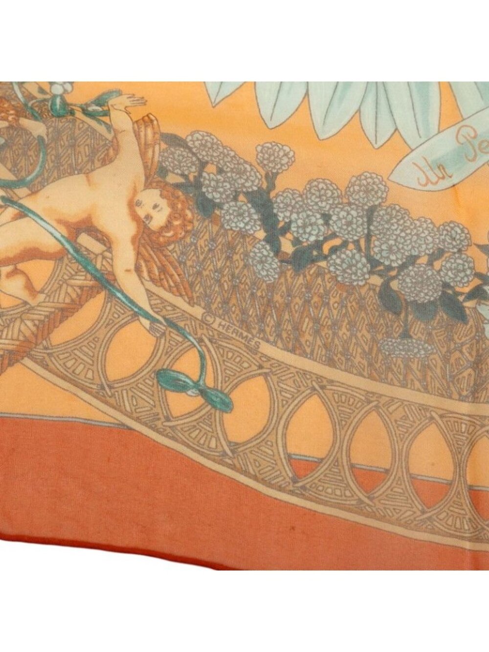 Hermes Carre 45 Amore Amours Scarf Orange Multicolor Silk - Picture 4 of 7